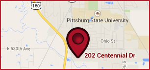 Map to Cafe Del Rio, Pittsburg Kansas